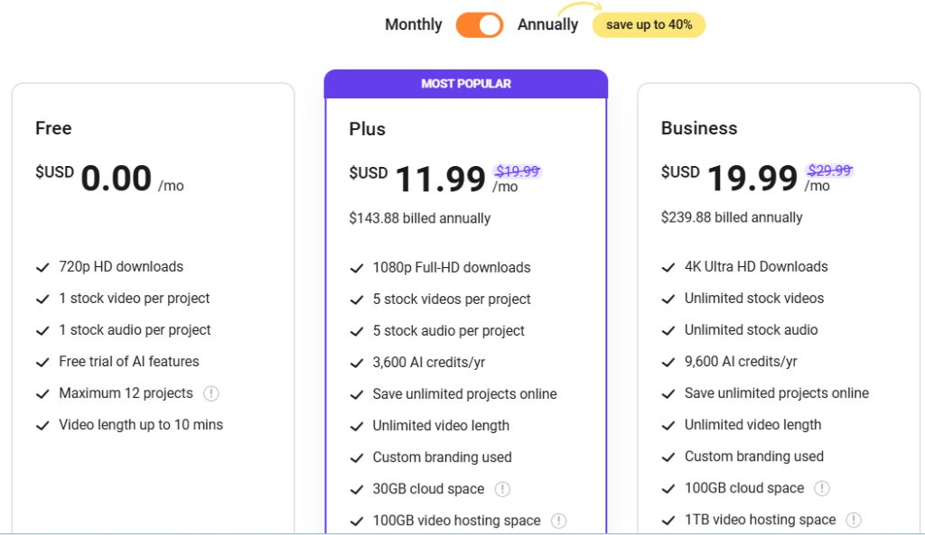 FlexClip pricing